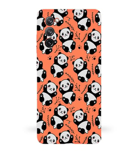 Samsung Galaxy S20 FE Uyumlu Lansman Kılıf Panda Tasarımlı İçi Kadife Kapak-Turuncu (Şeffaf)