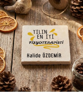 Kişiye Özel En İyi Fizyoterapist Bardak Altlığı Tıp Bayramı Hediyesi (Krem)