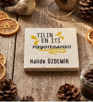 Kişiye Özel En İyi Fizyoterapist Bardak Altlığı Tıp Bayramı Hediyesi (Krem)