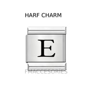 İtalyan Bileklik Charmı E harfli Figürlü 1 CM 9 MM Fmaccesories