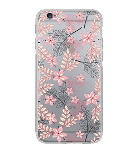 Apple iPhone 6SKamera Korumalı Tıpalı Kapak Floral Kırmızı Tasarımlı Şeffaf Kılıf