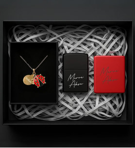 BK Gift Kişiye Özel İsimli Çakmak & Katlanır Makyaj Aynası Hediye Seti, Hediye Kutulu Set