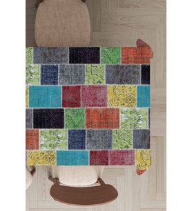 Çok Renkli Patchwork Dokuma Leke Tutmaz Masa Örtüsü MSO288