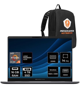 Asus Expertbook P3 Ryzen AI 5 330 Notebook 16GB RAM 14" FHD+ FreeDOS + Per4 Çanta PM3406R516512G0DP310