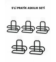 Siyah Metal WC Kağıtlık Yapışkanlı Tuvalet Kağıdı Rulo Tutucu 5 Adet Avantajlı Set