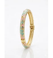 Aqua Petal Pembe & Su Yeşili Mine İşlemeli Kelepçe Bileklik - Kbl0451