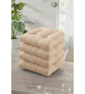 SANDALYE MİNDERİ 45X45 CM OVAL KÖŞELİ BAĞCIKLI 4 ADET