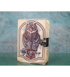 Periboia Baykuşlu Deri Defter Model 3  (Karışık)
