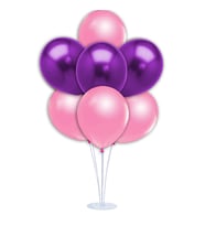Balon Standlı, 7 Adet - Metalik Pembe ve Mor Balon (STD)