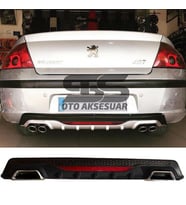 Peugeot 407 Difüzör Arka Tampon Eki 2 Egzoz Çıkışlı Siyah Reflektörlü