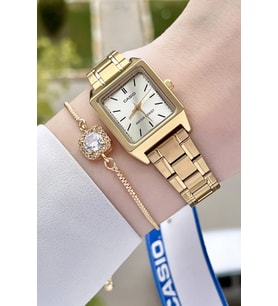 Casio CSISTE38 Gold Renk Hediye Paketli Kadın Kol Saati ve Bileklik