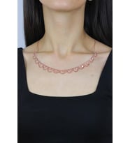 Taşlı Tasarım Rose Choker Gümüş Kolye 7272