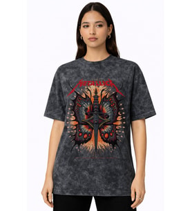Metallica Rock Metal Müzik Grubu Baskılı Unisex Oversize Vintage Yıkamalı Tişört