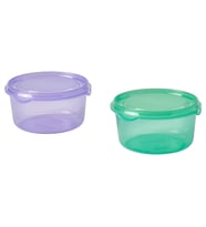 Plastik saklama kabı seti, lila-yeşil, 0,3 lt, 2 parça