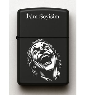 Joker Desenli Kişiye Özel İsimli Siyah Benzinli Metal Çakmak 2