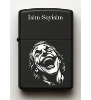 Joker Desenli Kişiye Özel İsimli Siyah Benzinli Metal Çakmak 2
