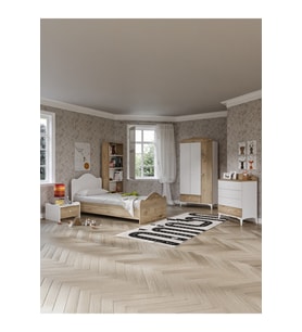 Sevimli MDF Zebra Çocuk Odası 5 Parça Set, Ahşap Meşe Renk