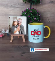 Babaya Hediye Fotoğraflı Dekoratif Taş, Kupa Bardak Beyaz Hediye Babaya Doğum Günü Hediyesi (Model 7)