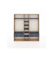 Arges Gardrop 10 Raflı 4 Çekmeceli 2 Askılı 220x30x243 Çam-Antrasit