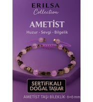 Sertifikalı Doğal Terahertz Fasetli Ametist Taşı Bileklik 6x6 mm Huzur ve Bilgelik Taşı (Çok Renkli)