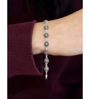 Yuvarlak Kişniş Sarmaşık Hasır Model İşlemeli Gümüş Kadın Bileklik 201025248