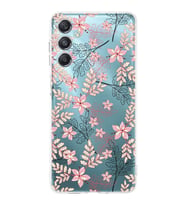PrintiFy Samsung M34 Uyumlu Kamera Korumalı Floral Kırmızı Tasarımlı Şeffaf Silikon Kılıf