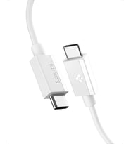 USB-C to USB-C 2 Metre Kablo 60W Güç/PPS 2.0 Desteği Super Hızlı Şarj / 480 Mbps Data Aktarım Hızı Type-C Ekstra Dayanıklı Beyaz - ACA08719