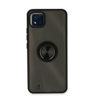 Realme C11 2021 Kılıf Montreal Yüzüklü Silikon Kapak - Siyah