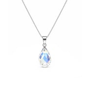 925 Ayar Swarovski Taşlı Damla 16mm Crystal AB Kadın Gümüş Kolye