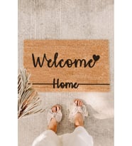 Welcome Siyah Kalpli Home Çizgili Kapı Önü Paspası