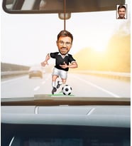 Kişiye Özel Karikatürlü Futbolcu Ahşap Araba Dikiz Ayna Süsü