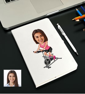 Kişiye Özel Sporcu Kadın Tasarımlı Karikatürlü Beyaz Defter Kalem Seti 94