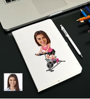 Kişiye Özel Sporcu Kadın Tasarımlı Karikatürlü Beyaz Defter Kalem Seti 94
