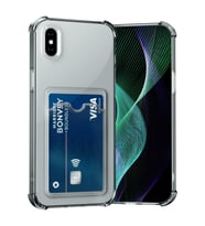 Teknomoda Apple iPhone X / XS Kılıf Kartlıklı Anti Şok Korumalı Şeffaf Silikon Füme Koyu Şeffaf (Füme-Siyah)