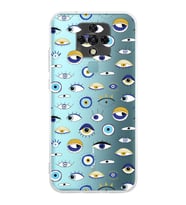 PrintiFy Tecno Camon 18 ile Uyumlu Nazar Boncuğu 2 Baskılı Kamera Korumalı Şeffaf Silikon Kılıf