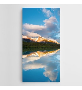 Dağlar Göle Yansıması Panoramik Kanvas Tablo