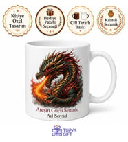 Dragon Ejder Temalı Tasarım Baskılı Kupa Bardak Özel Hediye Porselen Mug