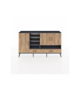 Arges Konsol 8 Raflı 2 Çekmeceli 3 Kapaklı 176x30x99 Antrasit-Çam