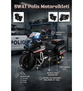 SWAT Polis Motorsikleti Sürtünmeli Hareketli Gidonlu Oyuncak Motor