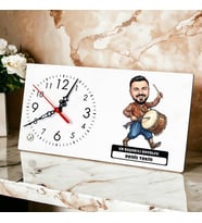 Davulcu Müzisyen Erkek Karikatürlü Masa Saati