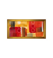 Soyut Şekiller Motifli Kanvas Tablo 80 x 110 cm Gold Çerçeve