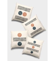 Krem Geometrik Çift Taraflı 4'lü Set Kırlent Kılıfı 4KR036