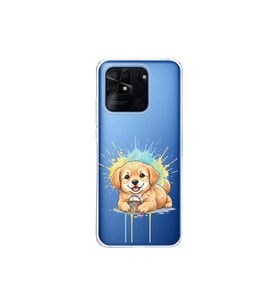 Redmi 10C ile Uyumlu Splash Köpek Tasarımlı Şeffaf Silikon Kılıf