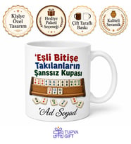 Okey Taşları Çizimli Eşli Bitişe Takılan Şanssızlara Kupa Bardak Hediye