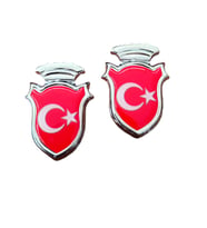 Türk Bayraklı Arma Damla Etiket Kırmızı 2'Li