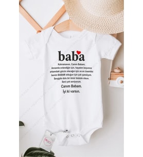 Baba Kahramanım İyi ki Varsın Özel Tasarım Bebek Zıbın Pamuklu Çıtçıtlı Body