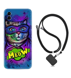 General Mobile Gm 23 Kılıf Silikon Boyun Askılı İpli Desenli Silikon Super Meow 1715
