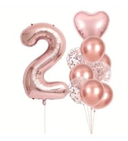 Rose Gold kalpli 2 Yaş Folyo Balon Set