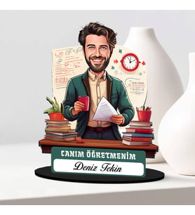 Canım Öğretmenim Mesajlı Erkek Hediye Karikatürlü Biblo