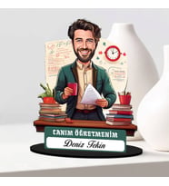 Canım Öğretmenim Mesajlı Erkek Hediye Karikatürlü Biblo